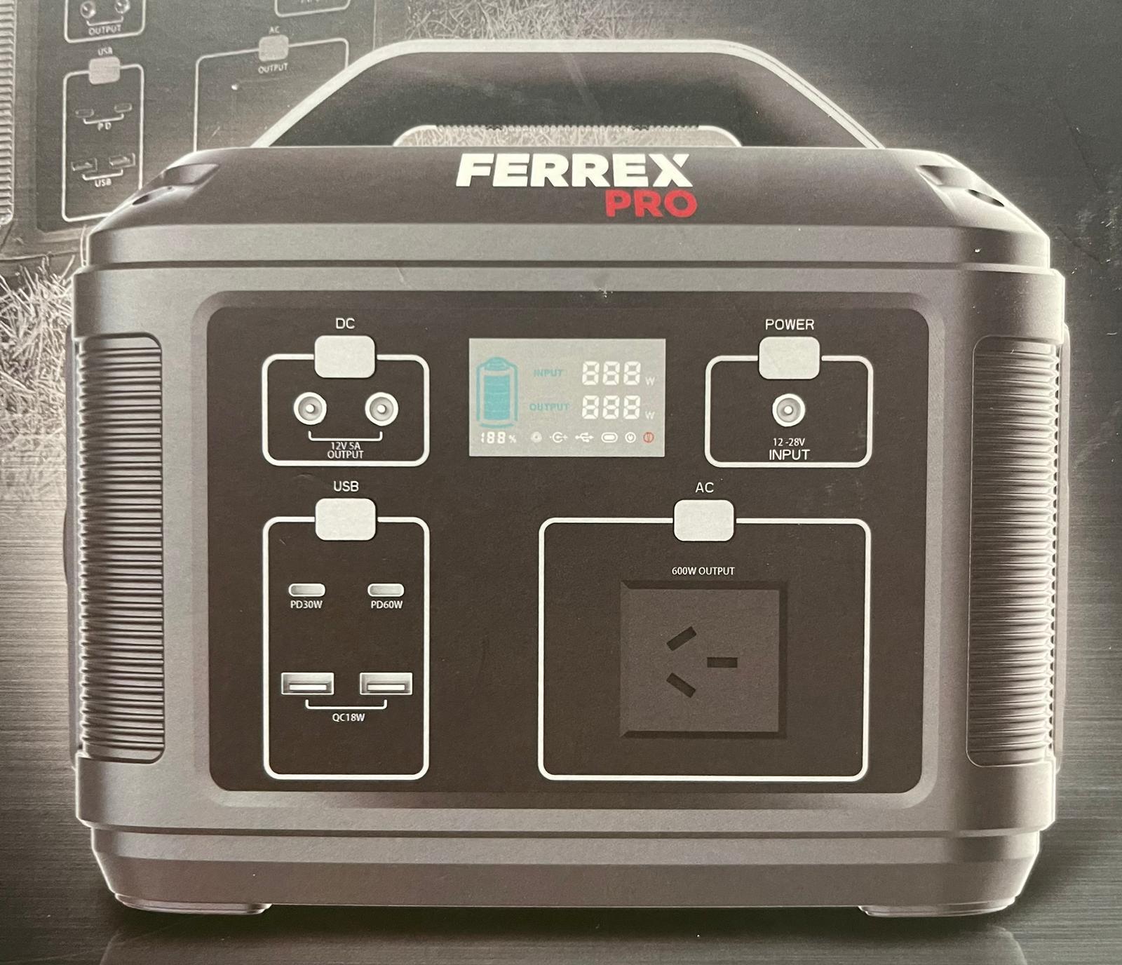 Ferrex Pro 600w Portable Power Station Indoor And Outdoor Power Use 5061