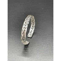 Unisex Sterling Silver Braided Cuff Bangle (Brand New)