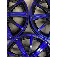 Speedy Rims Rimfire 4 x 15 Inch Sport Rims Gloss Black Electric Blue