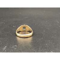 Unisex 9ct Yellow Gold Blue Stone Ring (Pre-Owned)