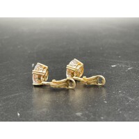 Unisex 9ct Yellow Gold CZ Clip On Stud Earrings (Pre-Owned)