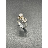 Ladies Solid 2.7 Grams 9ct White Gold CZ Ring Fine Jewellery Size UK K