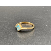 Ladies 9ct Yellow Gold Blue Gemstone Ring (Pre-Owned)