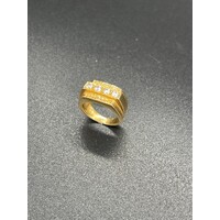 Mens 18ct Yellow Gold CZ Pinky Ring (Pre-Owned)