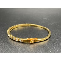 Ladies 14ct Yellow Gold Diamond Oval Bangle (Pre-Owned)