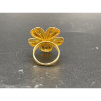 Ladies 18ct Yellow Gold Flower Design Ring (Pre-Owned)