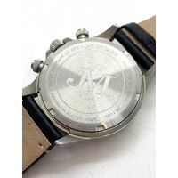 M Ja MCCabe JM-1038 Gravel Grey Stainless Steel Mens Quartz Watch Leather Band