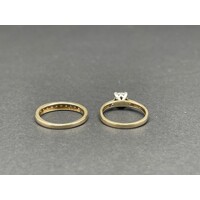 Ladies 9ct Yellow Gold Diamond Ring Set (Pre-Owned)