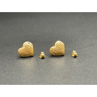 Ladies 18ct Yellow Gold Heart Shape Stud Earrings