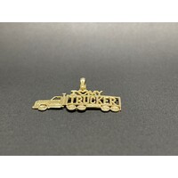 Unisex 14ct Yellow Gold 'I LOVE MY TRUCKER' Pendant