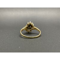 Ladies 9ct Yellow Gold Blue Gemstones and Diamonds Ring