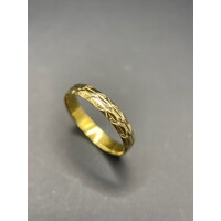 Unisex 21ct Yellow Gold Laser Cut Ring