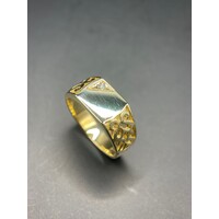 Mens 9ct Yellow Gold Diamond Ring