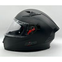 Nitro N501 Solid Matte Black Mens Motorcycle Helmet Size XL 61-62 Built-in Visor