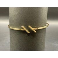 Ladies 9ct Yellow Gold Round Hinged Cuff Bangle