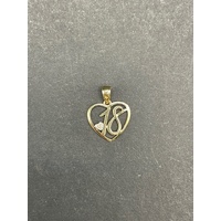 Unisex 9ct Yellow Gold Heart Shape No.18 Pendant