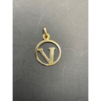 Unisex 18ct Yellow Gold Letter V Pendant