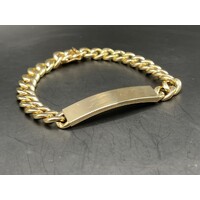 Unisex 14ct Yellow Gold Curb Link ID Bracelet