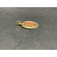 Unisex 18ct Yellow Gold Round Croation Sheild Pendant