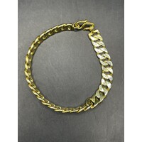 Mens 21ct Yellow Gold Curb Link Diamond Cut Bracelet