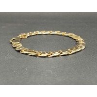 Mens 9ct Yellow Gold Anchor and Birdseye Link Bracelet