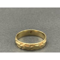 Unisex 9ct Yellow Gold Laser Cut Pattern Ring