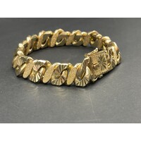 Mens 9ct Yellow Gold Chuncky Curb Link Bracelet