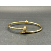 Ladies 18ct Yellow Gold Oval Hinged Bangle