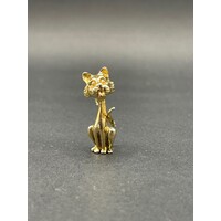 Unisex 9ct Yellow Gold Vintage Cat Pendant