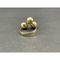 Ladies 14ct Yellow Gold Plain 3 Ball Wrap Around Ring