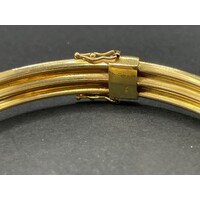 Ladies 18ct Yellow Gold Round Glass Bangle