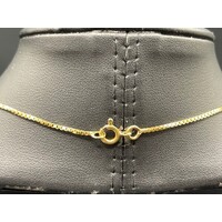 Ladies 18ct Yellow Gold Box Link Necklace & Heart Pendant