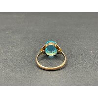 Ladies 9ct Yellow Gold Blue Gemstone Ring