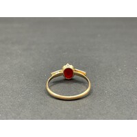 Ladies 9ct Yellow Gold Red Gemstone Ring