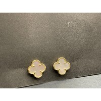 Ladies 18ct Yellow Gold Clover Stud Earrings