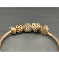 Ladies Rose Gold Plated Round Charm Bangle