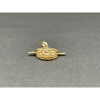 Unisex 9ct Yellow Gold Round Star and Moon Pendant