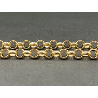 Ladies 9ct Yellow Gold Belcher Link Heart Clasp Bracelet