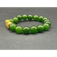 Unisex 21ct Yellow Gold Jade Stone Beaded Bracelet