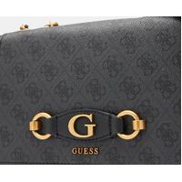 Guess Izzy Convertible Crossbody Flap Over Bag Coal Logo for Women