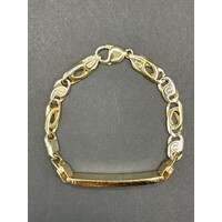 Mens 18ct Yellow Gold Birdeye/ Anchor Link ID Bracelet