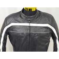 Torque Leather Motorcycle Jacket Black White Size XL