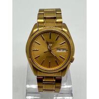 Seiko 5 Sports Automatic 21 Jewels All Gold Stainless Steel Watch