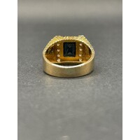 Mens 18ct Yellow Gold Gemstone CZ Ring