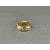 Unisex 18ct Two Tone Yellow and White Gold Laser Cut Ring