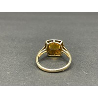 Ladies 9ct Yellow Gold Yellow Gemstones and Diamonds Ring