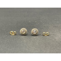 Ladies 9ct Yellow Gold Diamond Stud Earrings