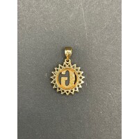 Ladies 9ct Yellow Gold Letter G Cubic Zirconia Halo Pendant