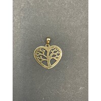 Ladies 9ct Yellow Gold Heart Shape Tree of Life Pendant