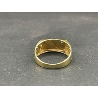 Mens 9ct Yellow Gold Diamond Ring